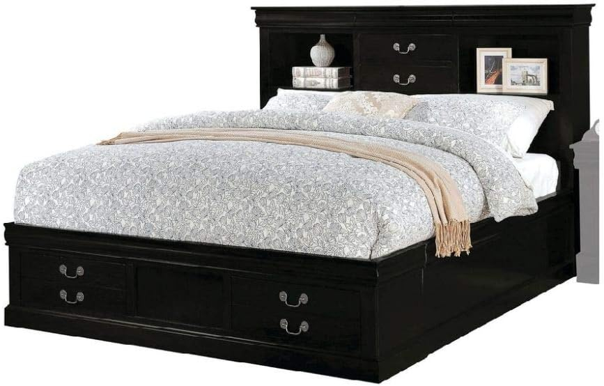 ACME Louis Philippe III Queen Bed w/Storage, Black