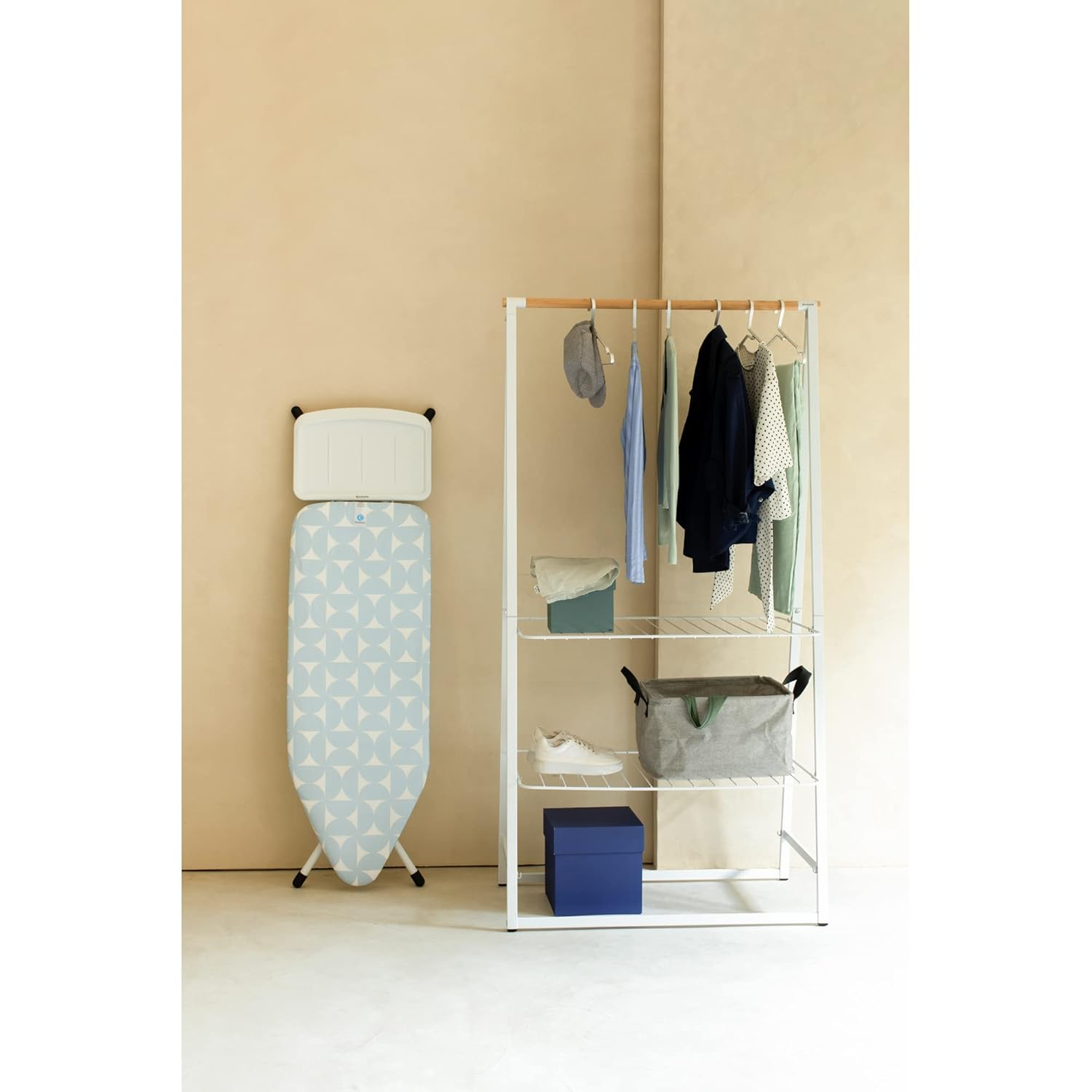 Brabantia Size D (53 x 18 inches) Replacement Ironing Board Cover with Durable Foam Layer (Fresh Breeze) Easy-Fit, 100% Cotton