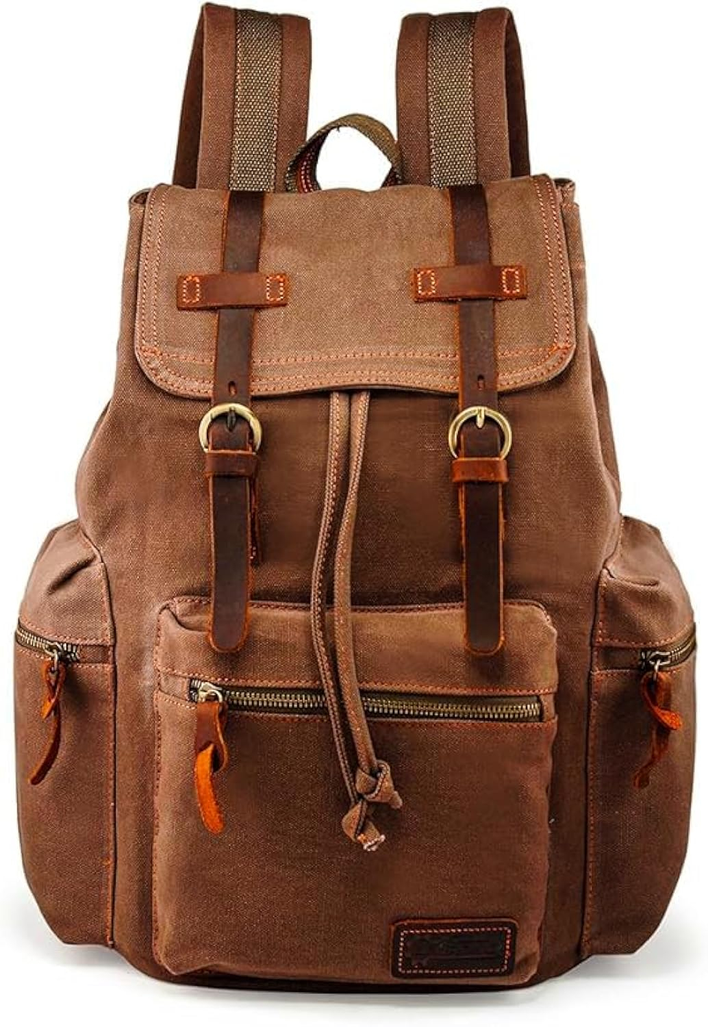 GEARONIC Vintage Canvas Backpack, Casual Daypack Backpacks for Men Women, 15inch Laptop Bag Travel Hiking Camping Rucksack