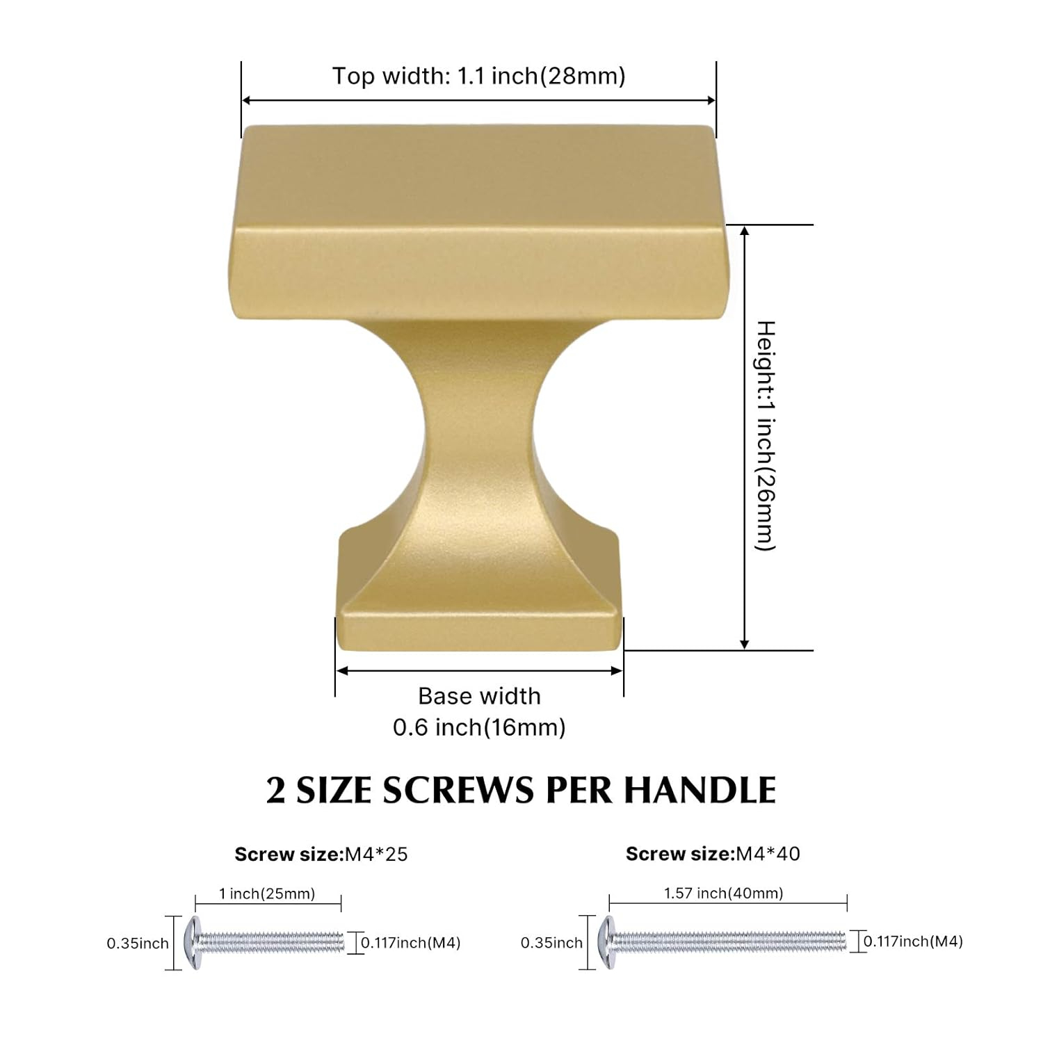 Haliwu 20 Pack Gold Cabinet Knobs Brushed Brass Dresser Drawer Knobs Square Gold Kitchen Cabinet Hardware Zinc Alloy