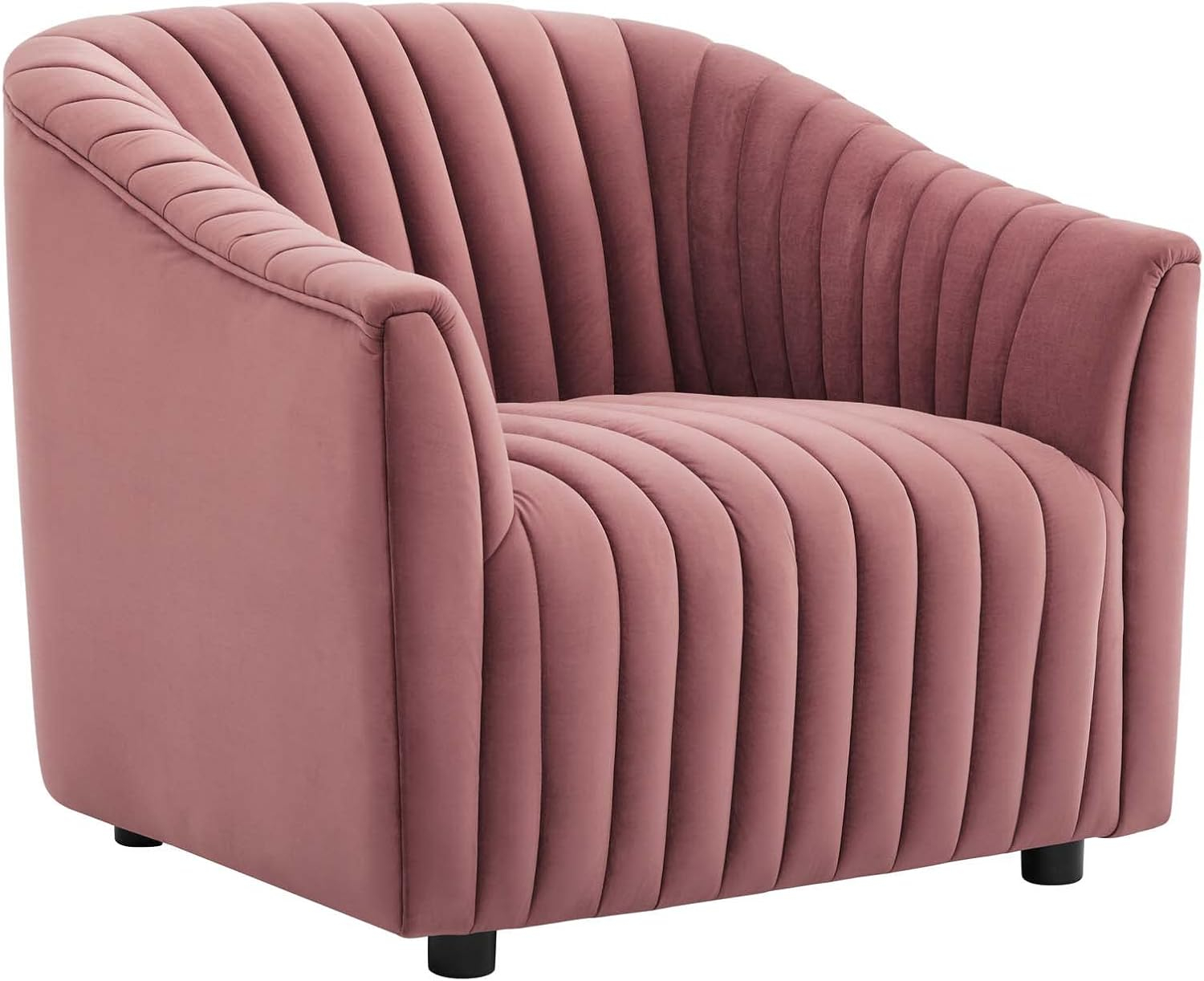 Modway Announce Modern Performance Velvet Tufted Armchair in Dusty Rose Pink