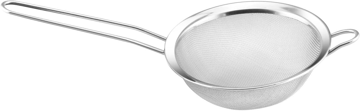 YBM Home Stainless Steel Fine Mesh Strainer Colander Sieve with Handle for Rinsing Grains Beans Rice Fruits, 5 inch