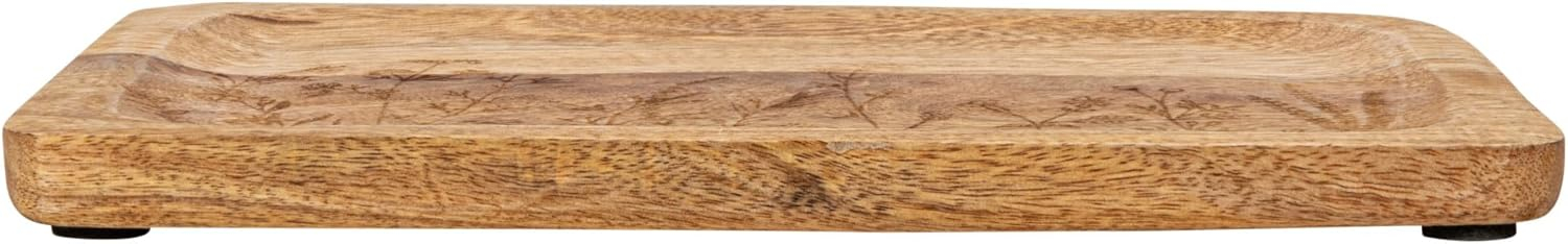 Creative Co-Op 11.75 Inches Mango Wood Laser Etched Botanicals, Natural Tray