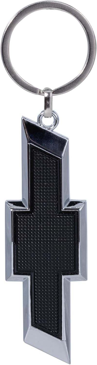 Plasticolor 004577R01 Chevrolet Textured Black and Chrome Bowtie Enamel Key Chain