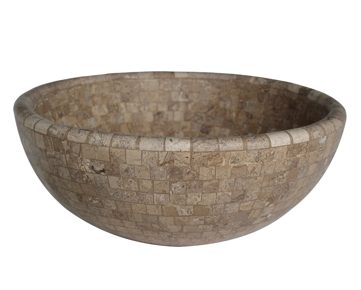 Mosaic Natural Stone Vessel Sink in Almond Brown