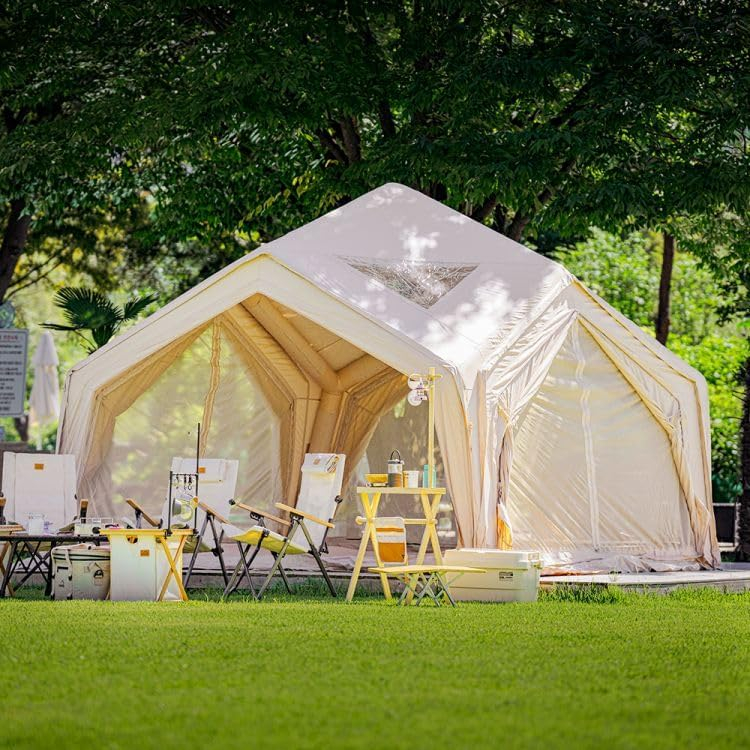 Coody | Rbm Outdoors Koala/Hub/Octopus Inflatable Tents for Camping with Stove Jack, 2/8/10 Person Luxury Canvas Blow Up Tent, 2 Room, Easy Setup Casa de Campaña, Large Inflatable House with Pump