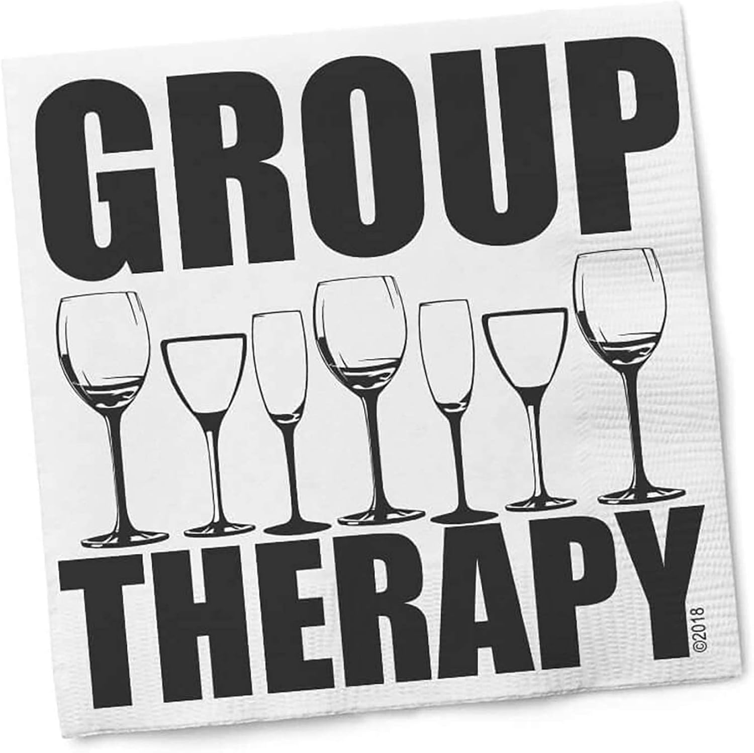 Funny Napkins - GROUP THERAPY - Boutique Cocktail Napkin, 5"X5", Pack Of 20 Napkins For Parties And Entertaining