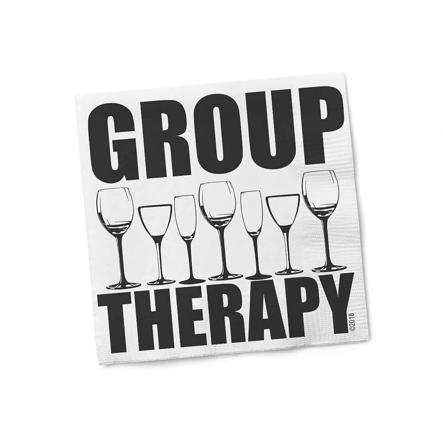 Funny Napkins - GROUP THERAPY - Boutique Cocktail Napkin, 5"X5", Pack Of 20 Napkins For Parties And Entertaining
