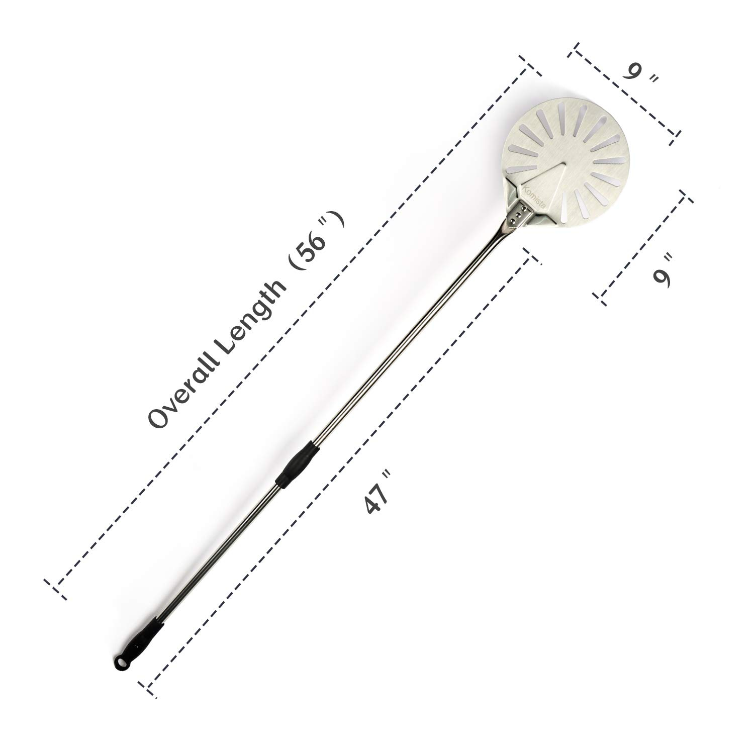 Stainless Steel Round Perforated Pizza Peel with Long Handle