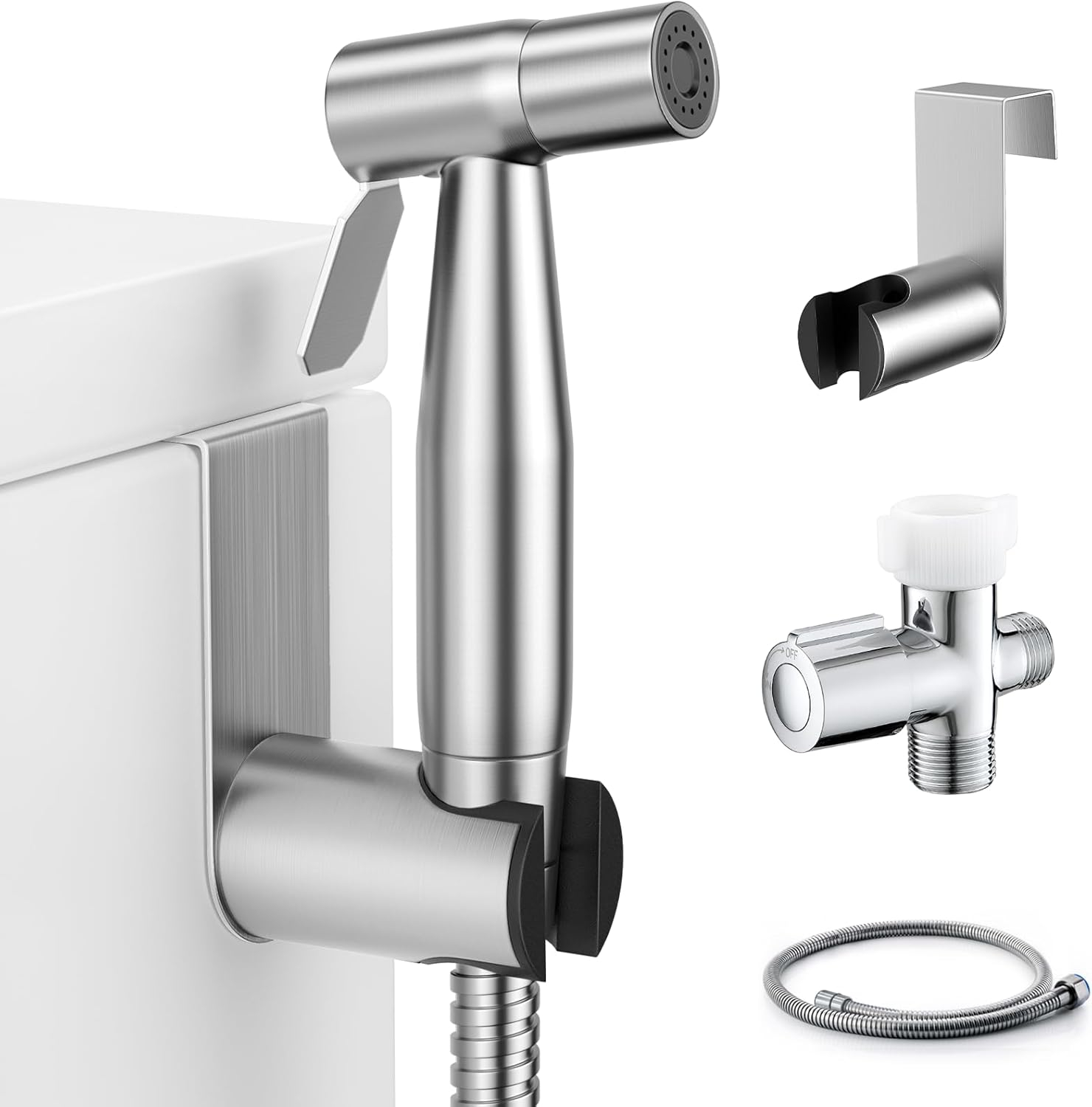 Handheld Bidet Sprayer for Toilet, Muslim Shower Water Jet Spray for Toilet, Bidet Faucet Cloth Diaper Sprayer for Baby Wash, Adjustable Water Pressure with Bidet Hose for Feminine Wash