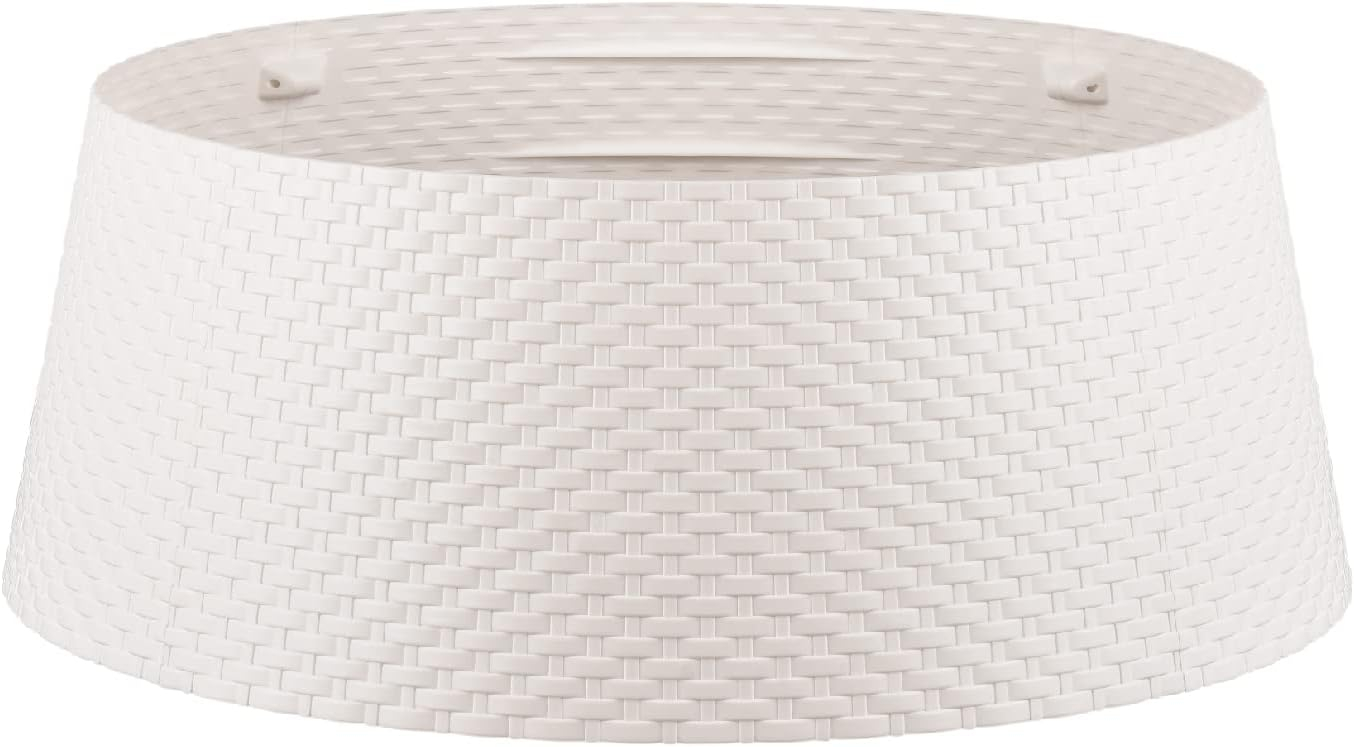 Tree Nest Wicker Christmas Tree Skirt Tree Collar (White, Medium) -Re-boxed