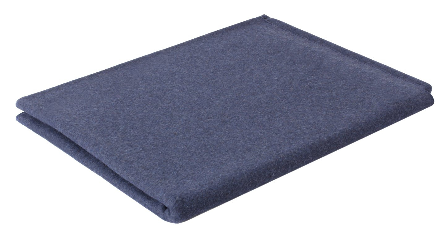 Navy Blue Lightweight Wool Travel Blanket for Outdoor Comfort