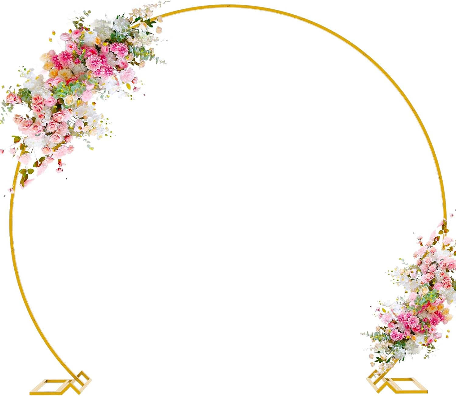 Gold 8FT Metal Circle Wedding Arch with Floral Decor