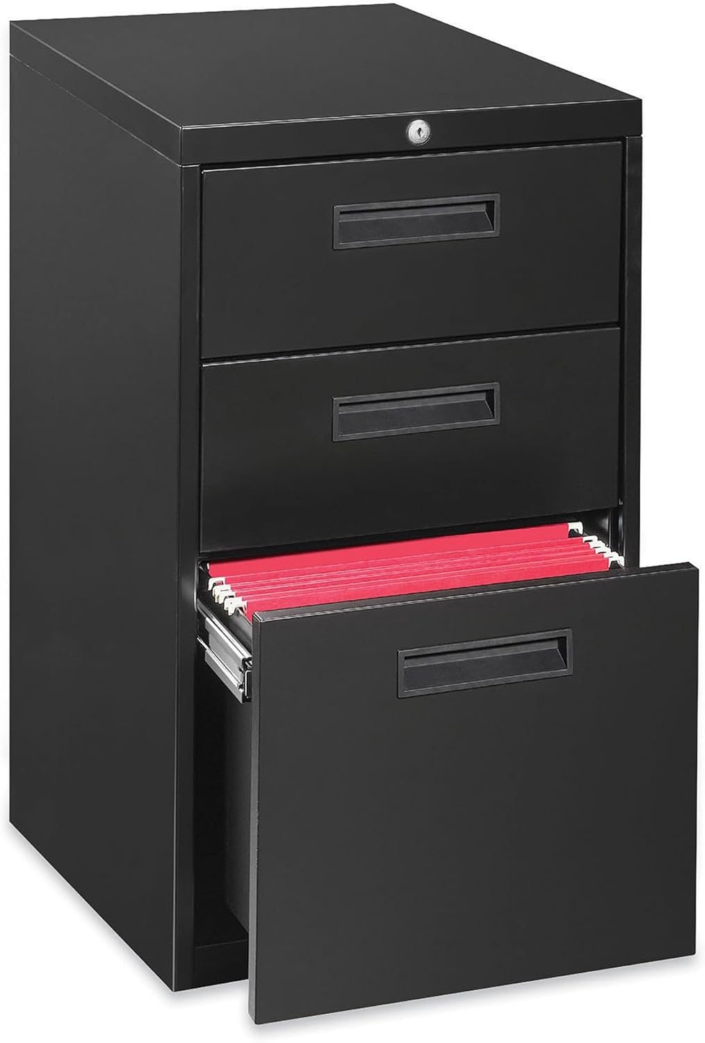3 Drawers Vertical Steel Lockable Filing Cabinet, Black