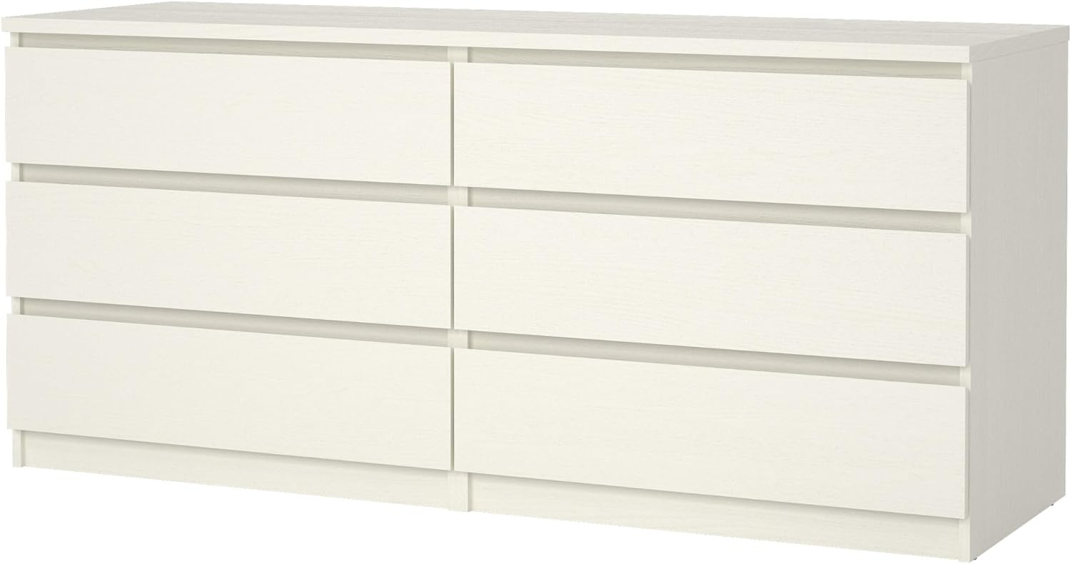 Tvilum Scottsdale 6 Drawer Double Dresser for Adults, White Woodgrain