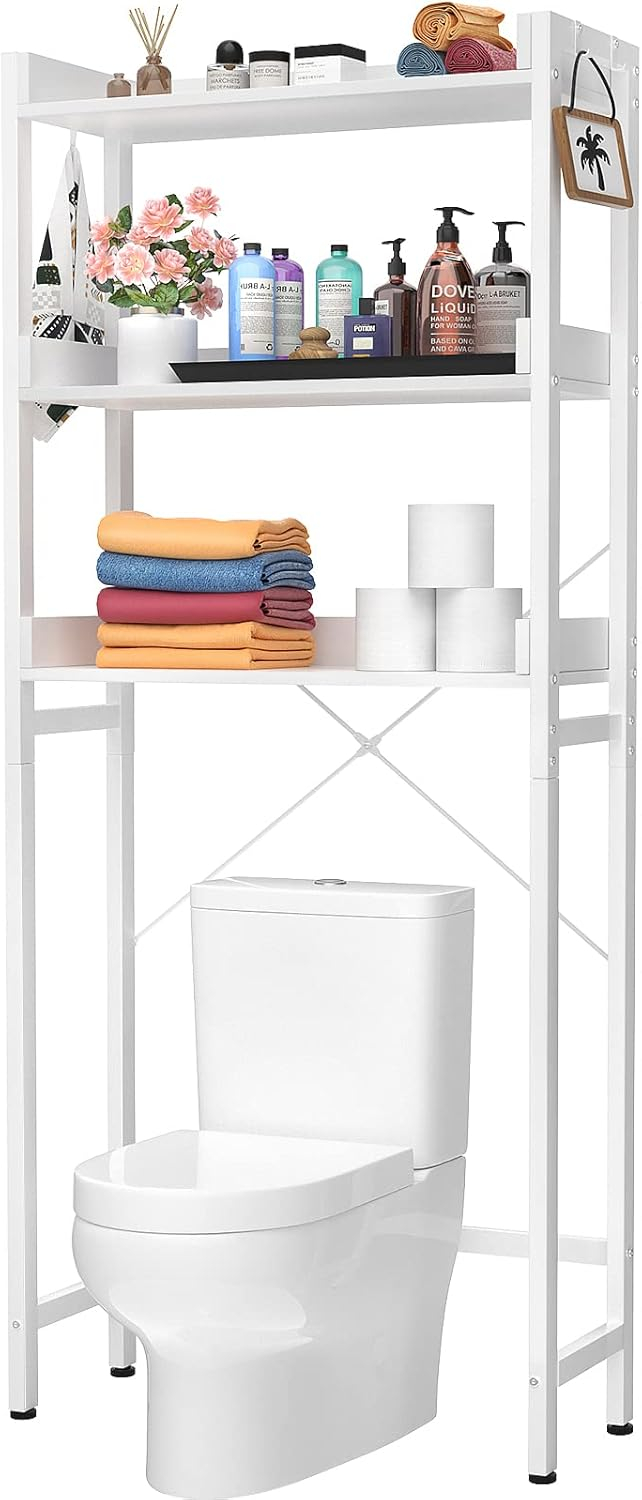 Lorelia Over The Toilet Storage Shelf 3-Tier Bathroom Shelves Over Toilet Shelves White