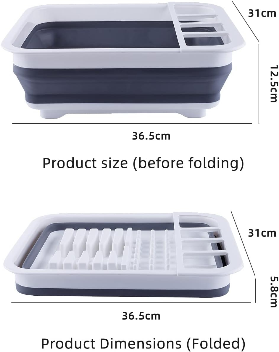 THANSTAR Collapsible Dish Drainer Portable Dinnerware Drainer Organizer for Kitchen RV Campers Travel Trailer Space Saving Kitchen Storage Tray