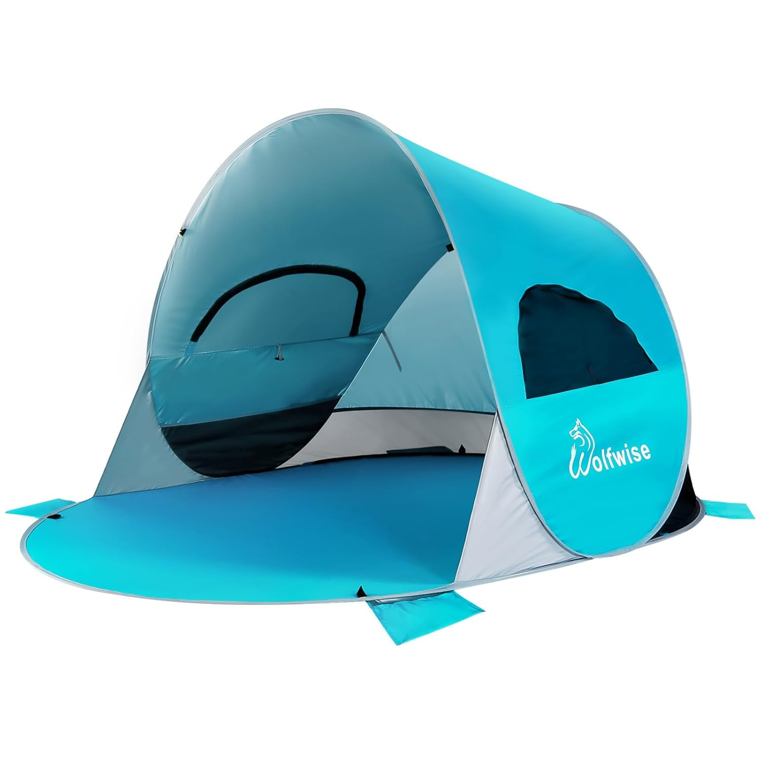 WolfWise UPF 50+ Easy Pop Up 3 Person Beach Tent Sport Umbrella Instant Sun Shelter Tent Sun Shade Canopy