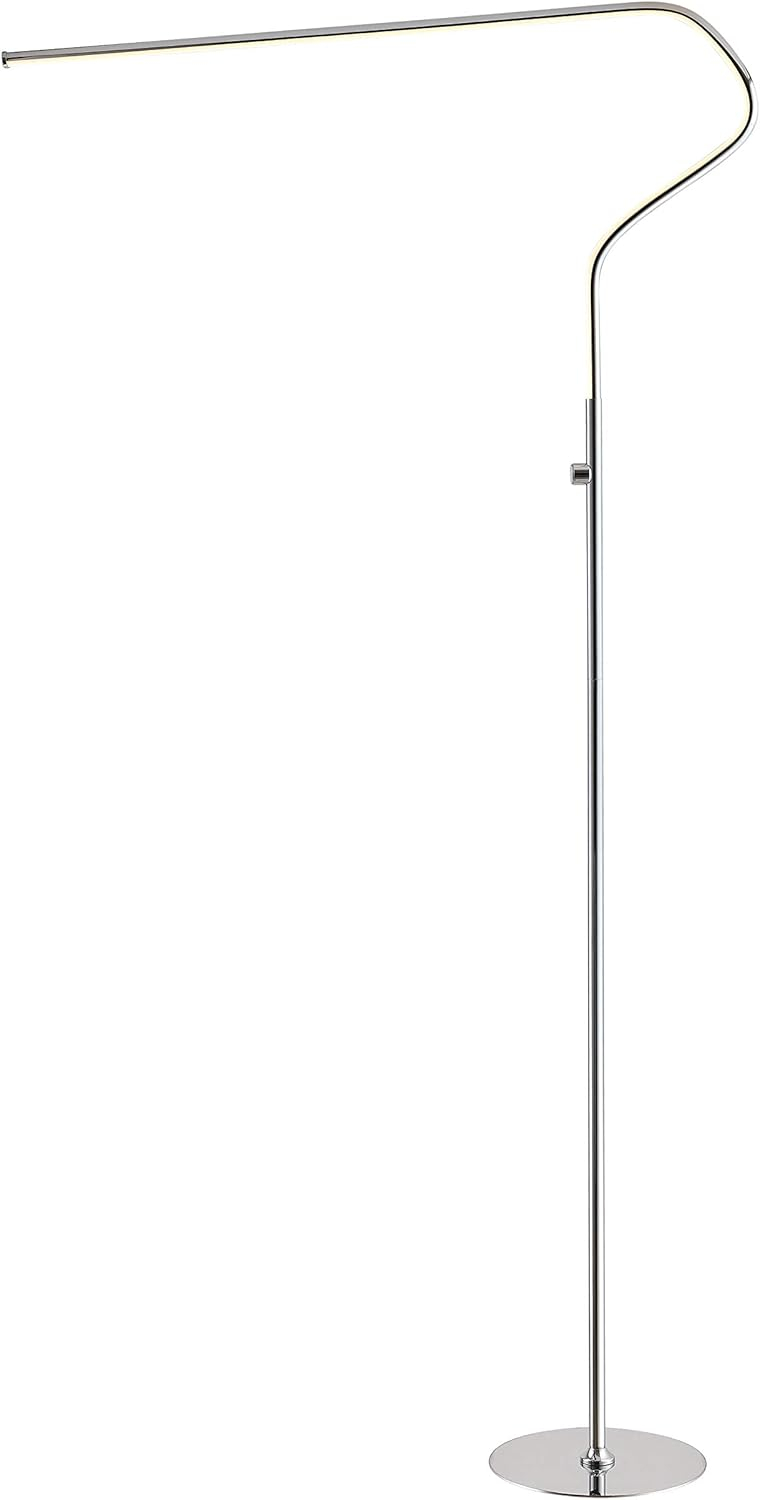 JONATHAN Y JYL7020A Julian Lámpara de Pie de Metal LED Integrada de 65,25", Minimalista, Moderna, Contemporánea para Salón, Comedor, Dormitorio, Oficina, Cromada
