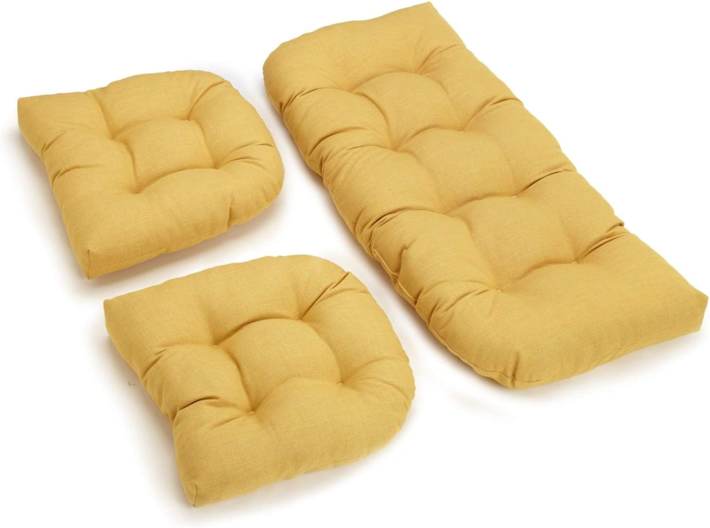 Blazing Needles U-Shaped Spun Polyester Tufted Settee Cushion Set (Set of 3)