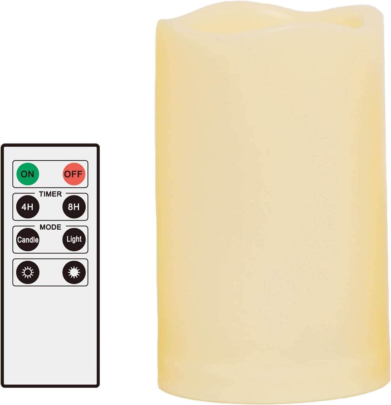 Outdoor Waterproof Flameless LED Pillar Candle with Remote and Timer Battery Operated Plastic Flickering Decorative Candle Light for Halloween Christmas Wedding Party Event Dcor Supplies 3"x 4"