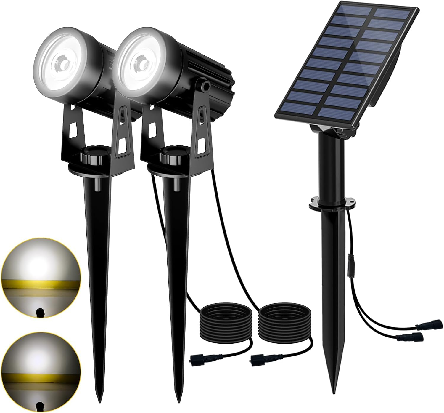 T-SUN LED Landscape Solar Spotlights, Waterproof Outdoor Solar Lights Auto ON/Off Solar Wall Lights for Garden, Driveway, Pathway, Pool Area(Warm White)