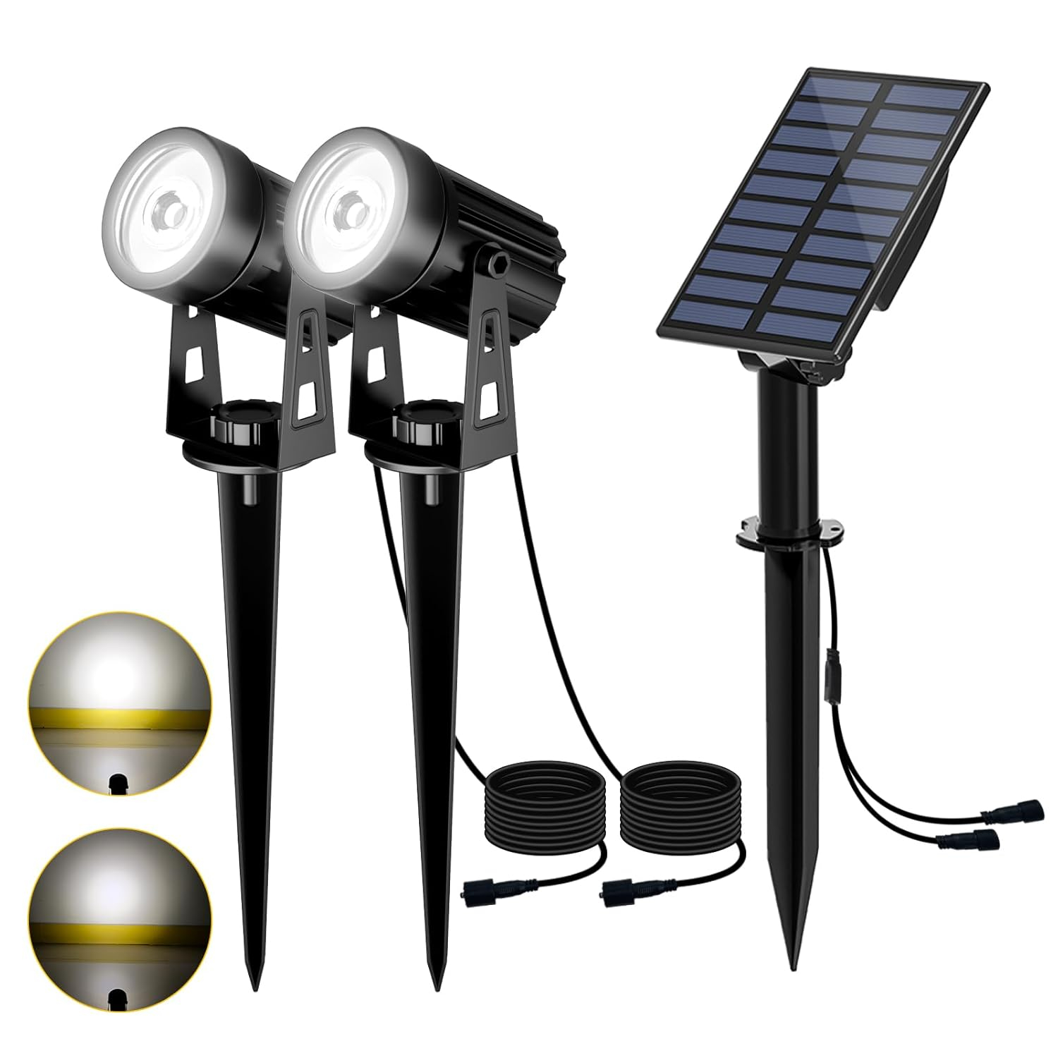 T-SUN LED Landscape Solar Spotlights, Waterproof Outdoor Solar Lights Auto ON/Off Solar Wall Lights for Garden, Driveway, Pathway, Pool Area(Warm White)