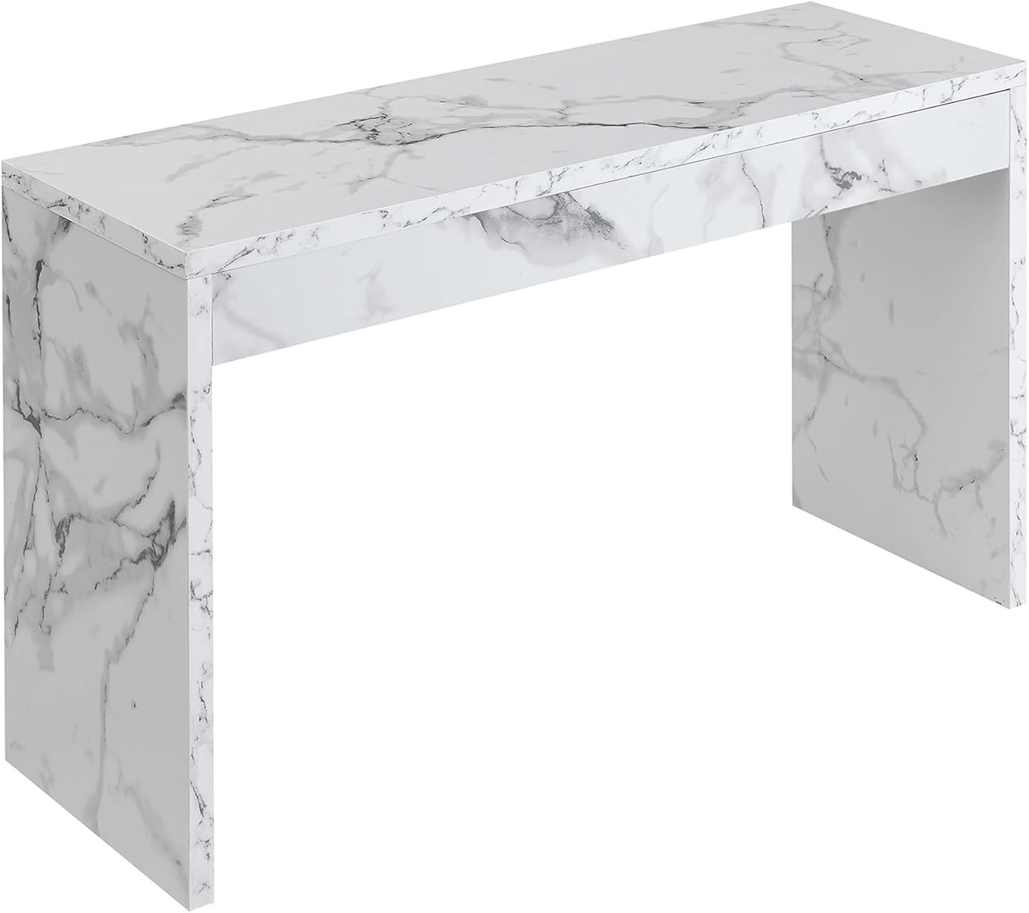 Convenience Concepts Northfield Hall Console Table/Desk, White Faux Marble