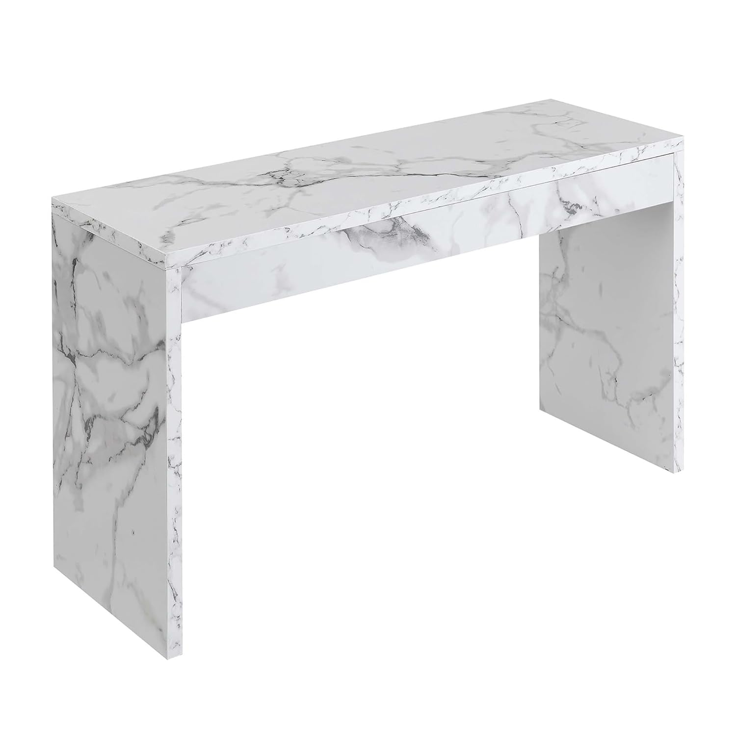 Convenience Concepts Northfield Hall Console Table/Desk, White Faux Marble