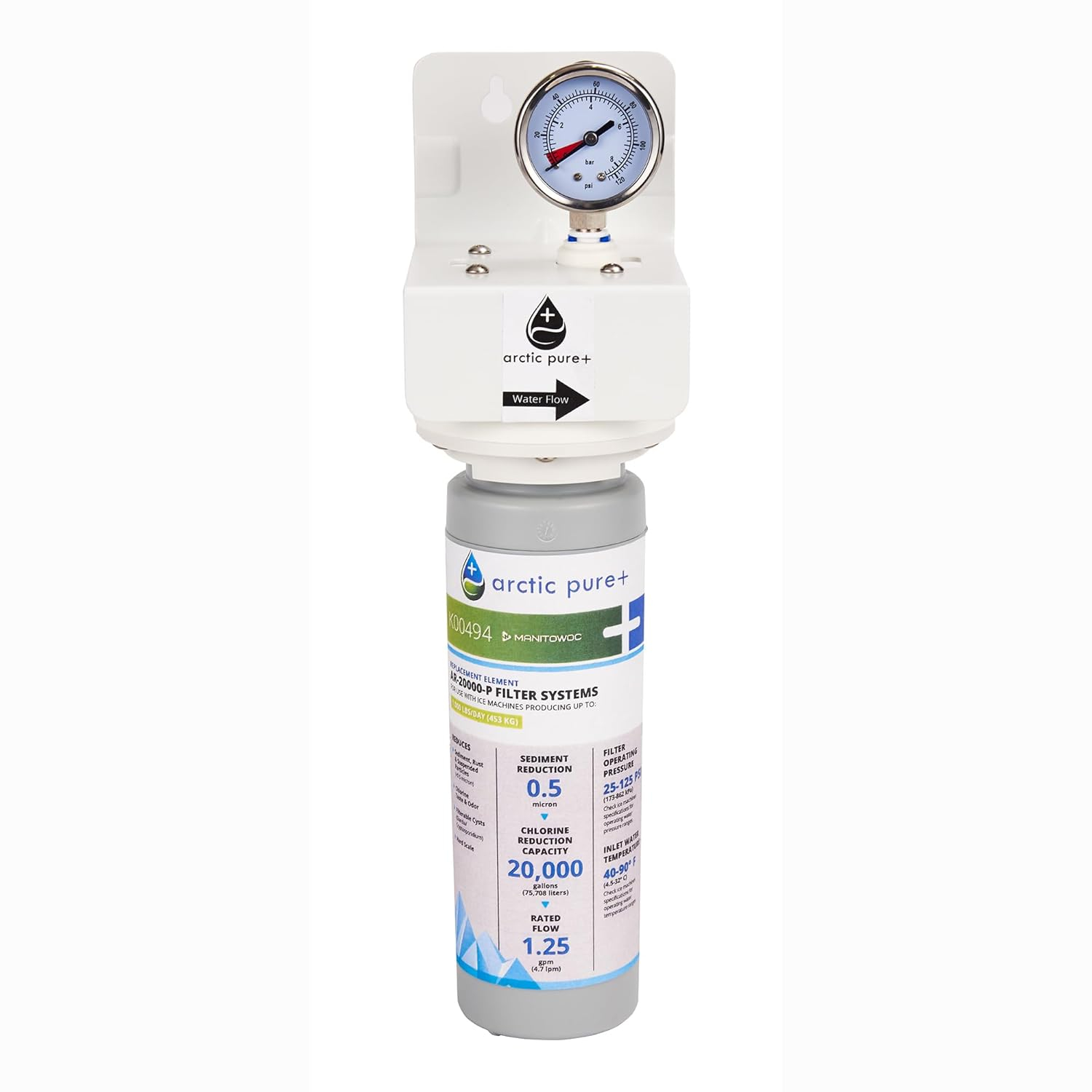 Manitowoc AR-20000-P Arctic Pure Plus Single Cartridge Ice Machine Water Filtration System, 20,000 Gal Capacity