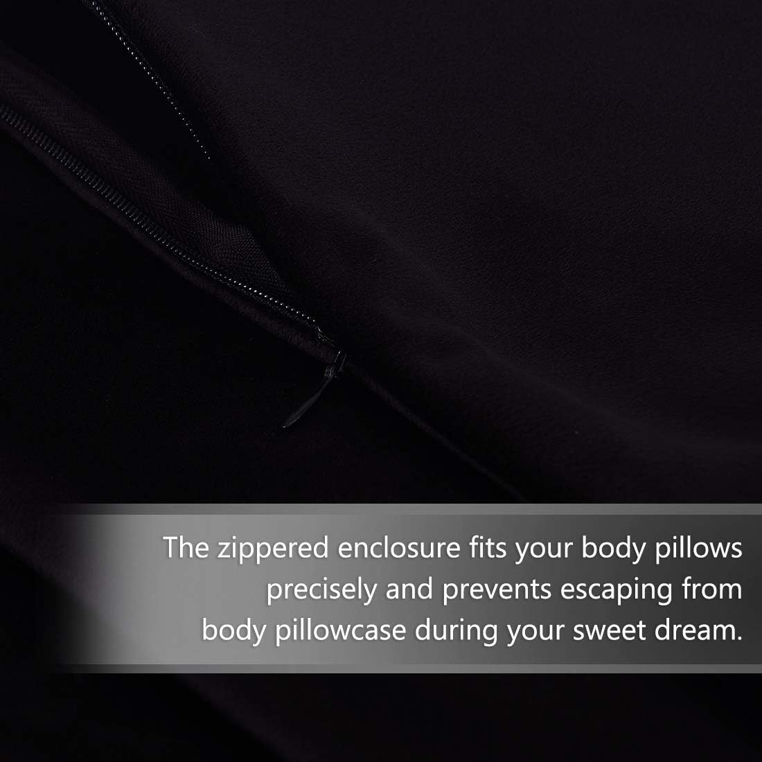 StangH Black Body Pillow Pillowcase, 20 x 54 inches Soft Velvet Pillow Cover with Zipper Closure, Warm Cozy Body Pillowcase for Adults Pregnant Women, 1 Piece