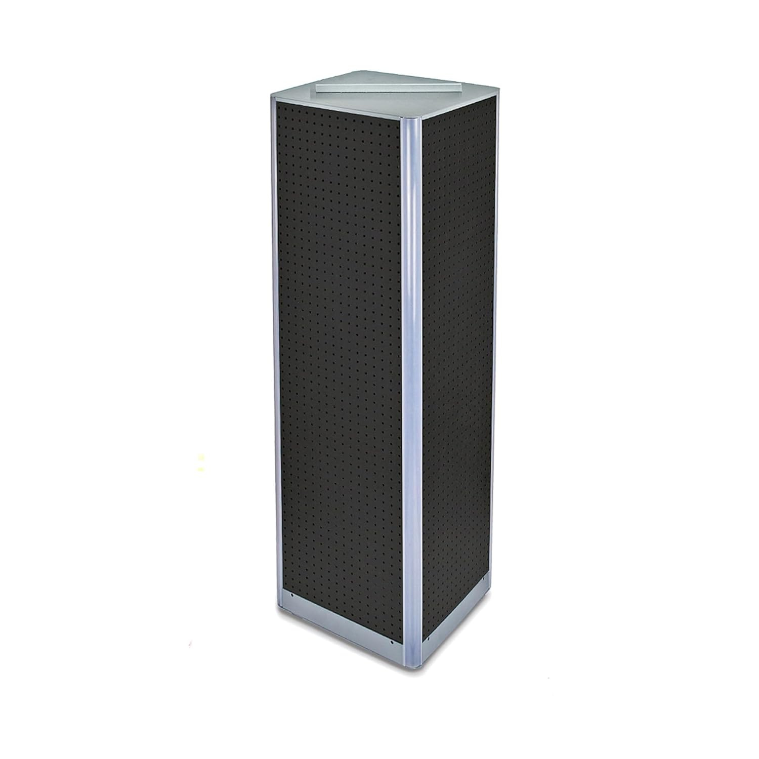 Azar Displays 700405-BLK Four-Sided Pegboard Tower Floor Display On Revolving Base. Panel Size: 16"W X 60"H, Black