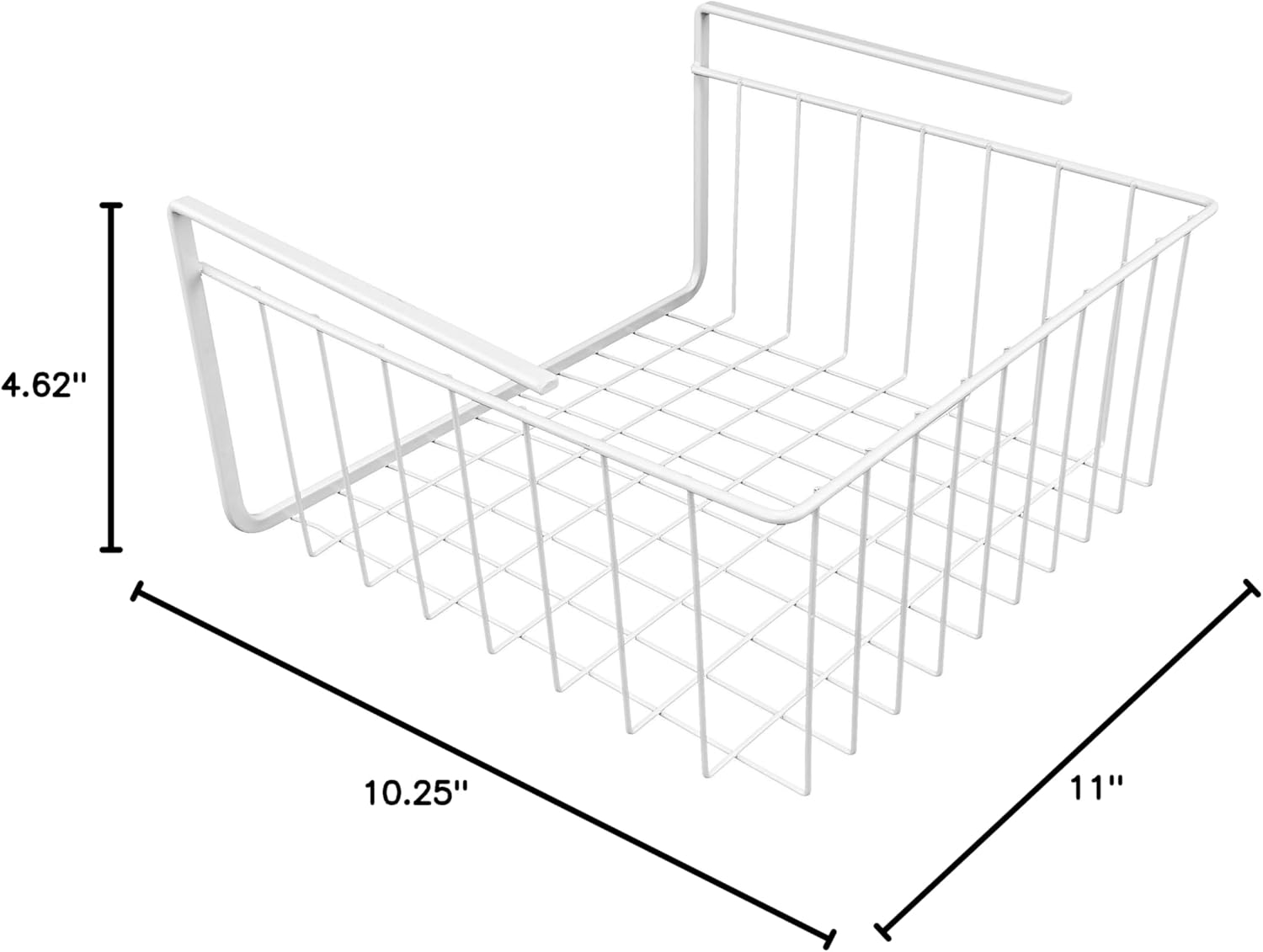 White Wire Under-Shelf Storage Basket, 10-Inch – Durable Organization Solution for Kitchen, Pantry, and Closet