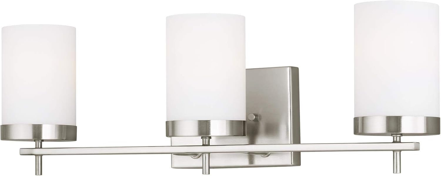 Sea Gull Lighting Generation 4490303EN3-962 Transitional Three Light Wall/Bath from Seagull-Zire Collection in Pewter, Silver Finish, Brushed Nickel