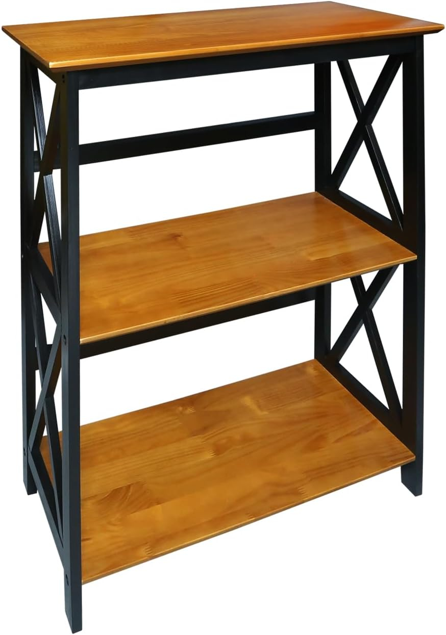 Casual Home Montego 3-Shelf Bookcase, Antique Walnut/Black