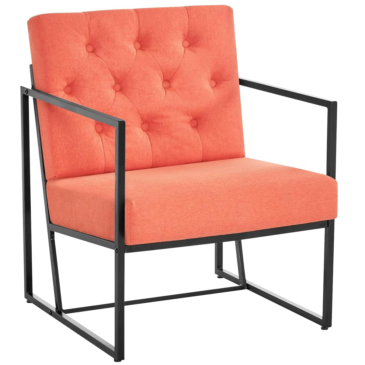Living Room Chairs - Accent Chair with Upholstered Soft Comfortable Oversized Armchair Featuring Classic Metal Frame for Bedroom, Reading Room, Office Relaxation (Mid-Century Modern, Orange)