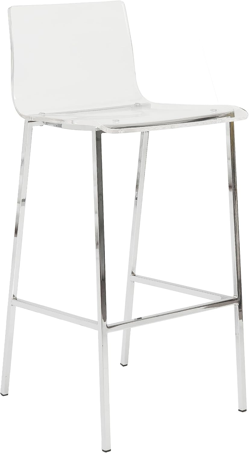 EURO STYLE Chloe Office Chair in Clear, Acrylic, Chromed Steel Base, 360° Swivel, Adjustable Height, Casters for Mobility, Made for Everyday Home Use