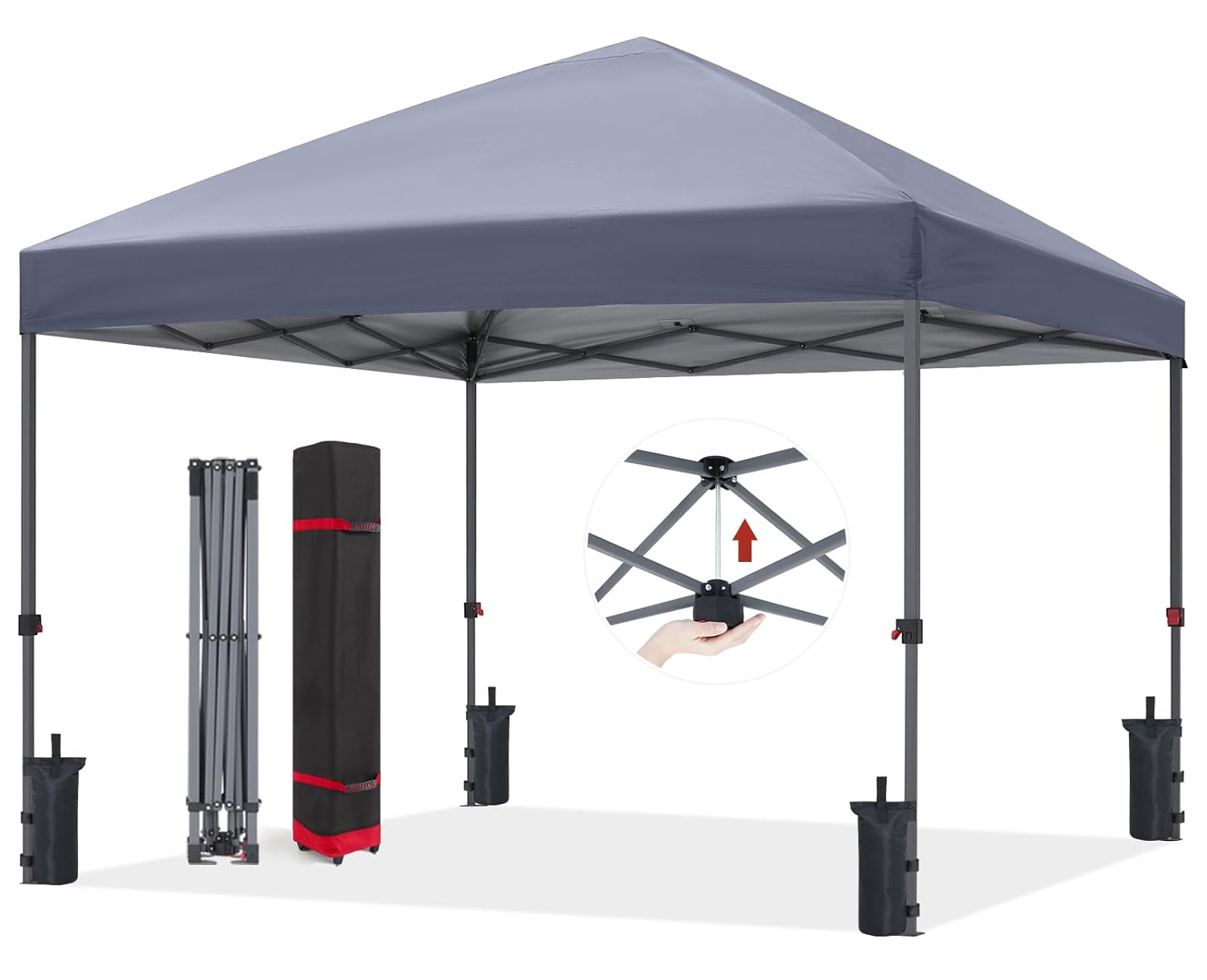 ABCCANOPY 10 ft x 10 ft Easy Pop up Outdoor Portable Instant One Push Function Canopy Tent with Air Vent, Gray