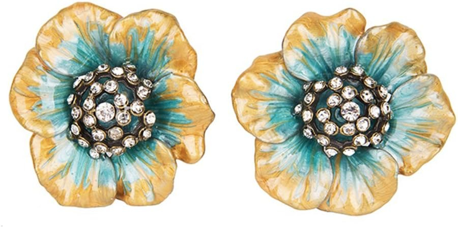 NIKKY HOME Cabinet Knob 2 Pack Flower Drawer Knob Decorative Vintage Door Cupboard Solid Metal Pulls Handles for Furniture Bedroom Living Room Bathroom Kitchen Cabinet Hardware, Green