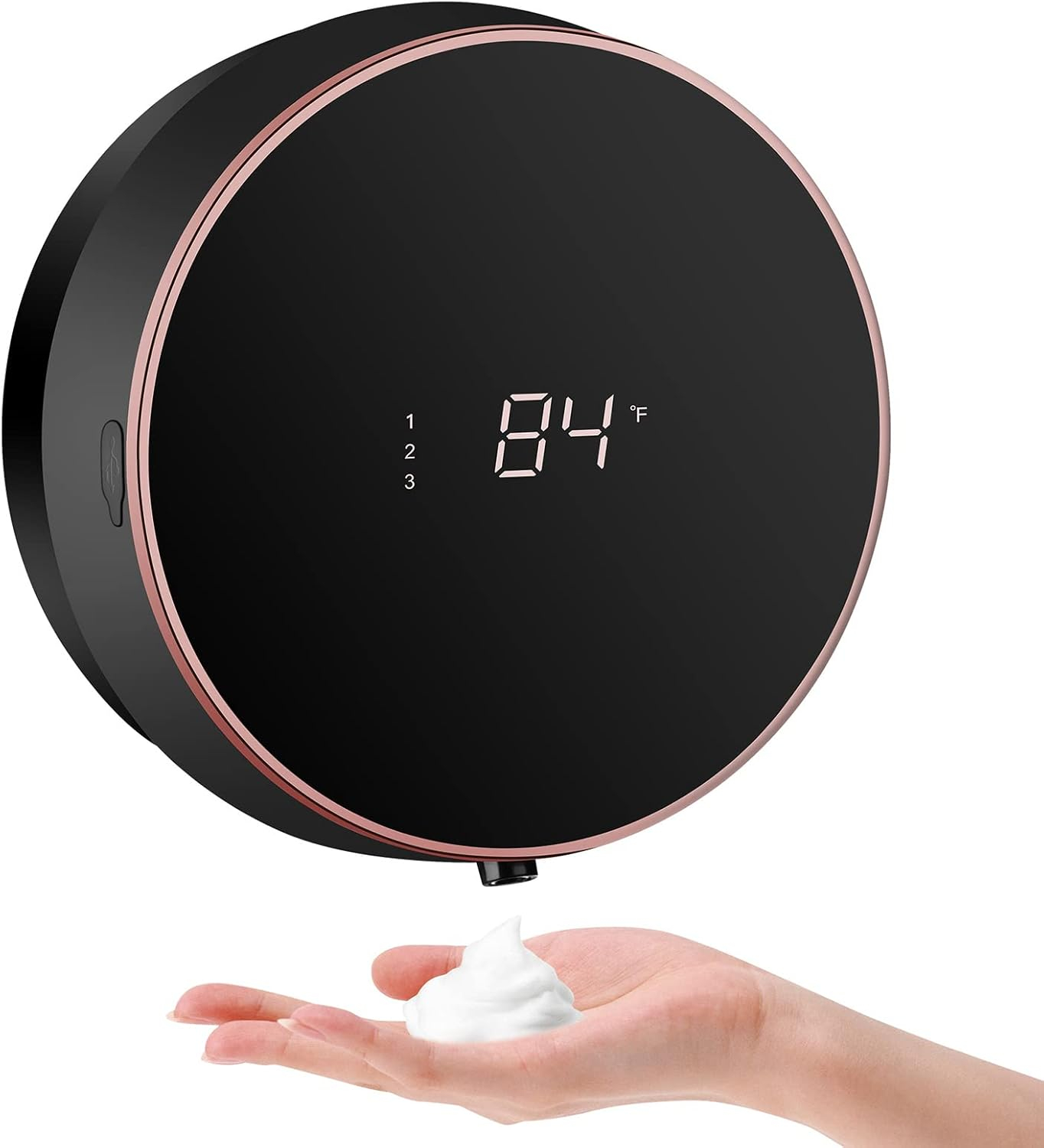 Automatic Soap Dispenser Foam Bathroom: Wall Mount Rechargeable Touchless Adjustable Auto Smart Electric Plastic Black Foaming Soap Dispenser with Clock - Kitchen - Hand Dish Lotion Couple Kids