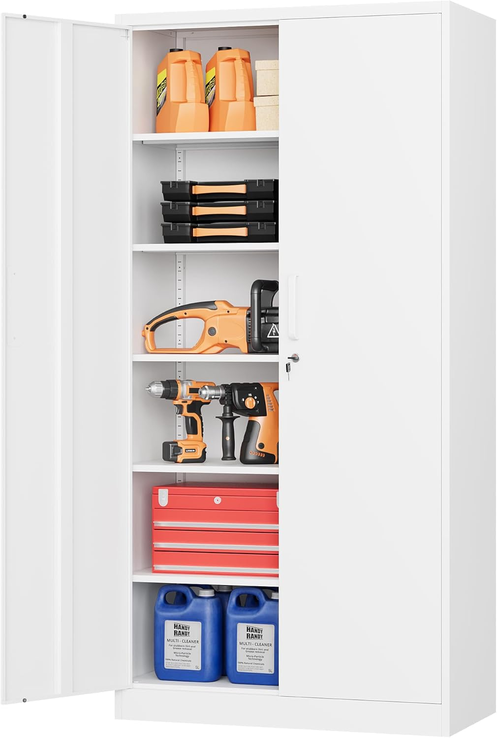 Metal Storage Cabinet with 2 Doors, Lockable Steel Storage Cabinet with 2 Doors and Adjustable Shelves, Steel Lockable File Cabinet, Locking Tool Cabinets for Office,Home,Garage