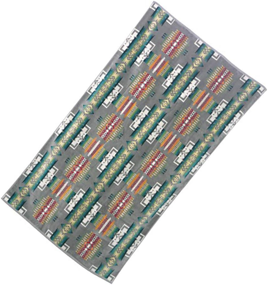 Oversized Gray Cotton Spa Towel with Native American Pattern