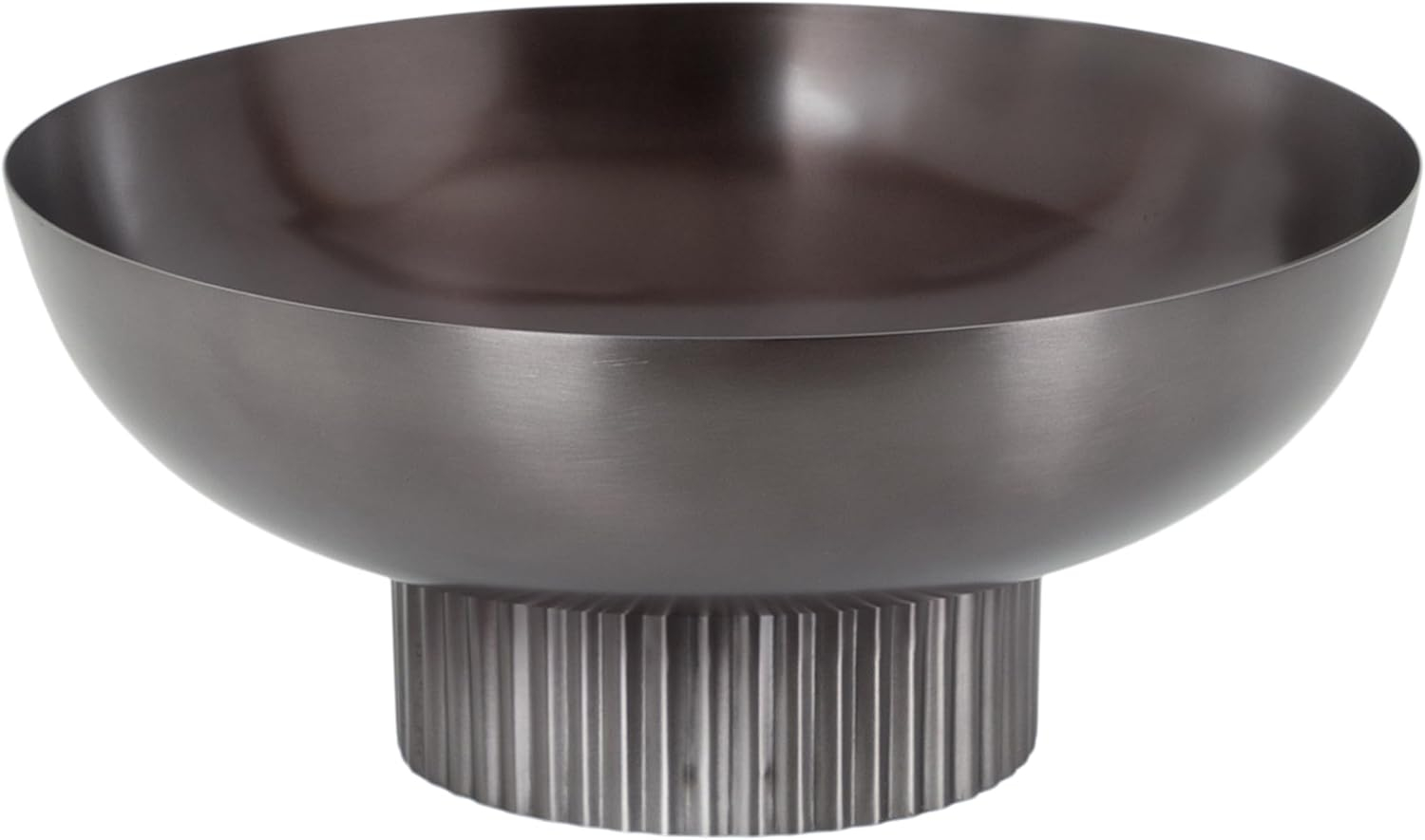 Kate and Laurel Rooks Ribbed Decorative Metal Bowl, 12 Inch Diameter, Gray Gunmetal, Modern Raised Fruit Bowl for Kitchen Counter or Use as a Key Bowl for an Entryway Table
