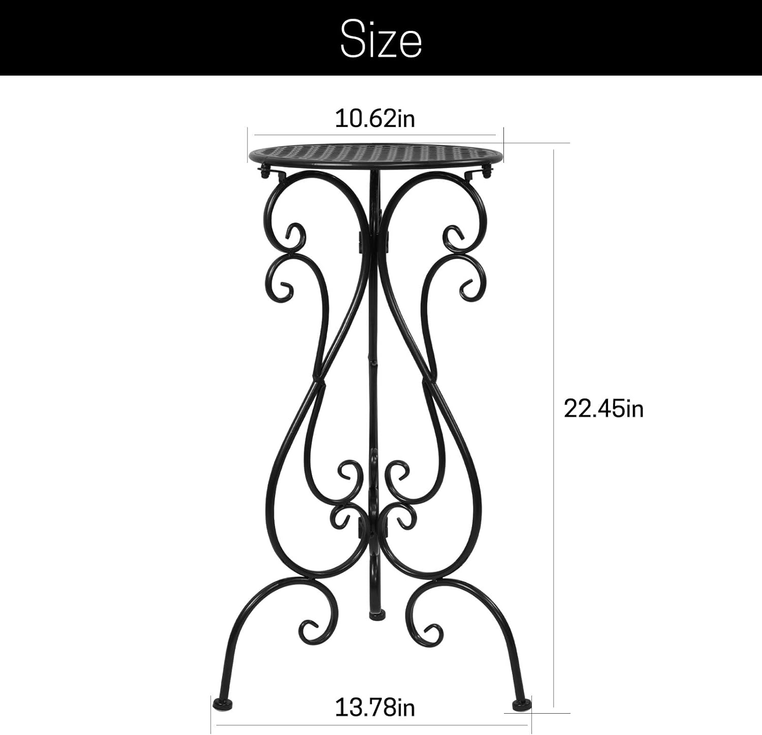 NAKUPE 22.5" Tall Plant Stand, Outdoor/Indoor Heavy Duty Potted Planter Rack | Metal Flower Pot Holder Display Vintage & Rustic Style Garden Pots Patio Container Supports(2 PCS, Black) C43