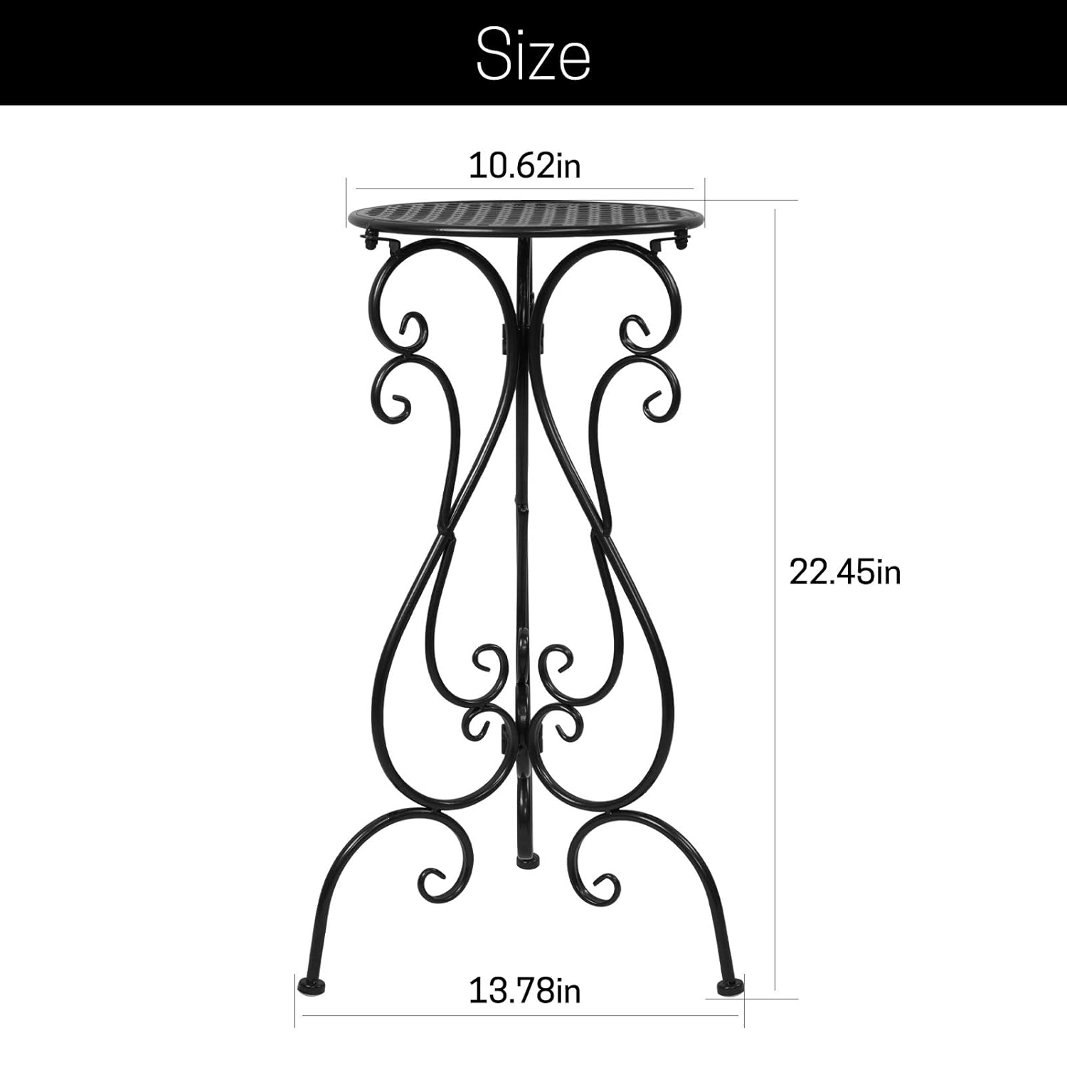Metal Plant Stands Indoor Outdoor, Heavy Duty Flower Pot stand 22.5 inch Tall, Planter Pedestal Holder Rack for Patio Garden Porch Corner House Deck, 2 Pack(Black)