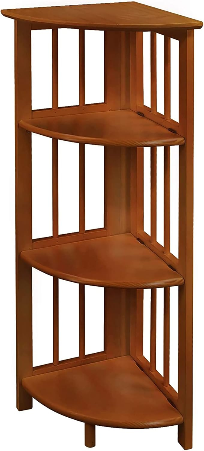 Casual Home 315-15 Wooden 4 Shelf Corner Folding Bookcase, Honey Oak