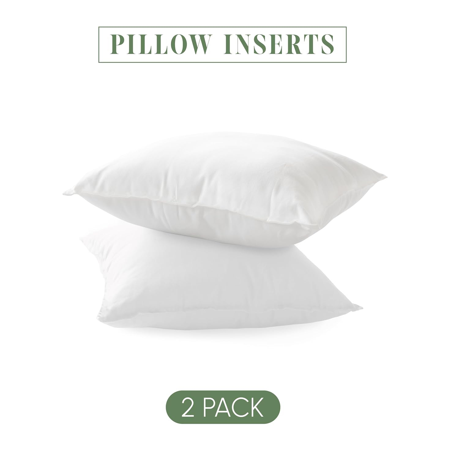 Elegant Comfort Set of 2 Poly-Cotton Shell Siliconized Fiber Filling 2 Pack Throw Inserts Sofa Bed and Couch Indoor Decorative Pillows, 12x12 Inch - Pack of 2, White 2 Count