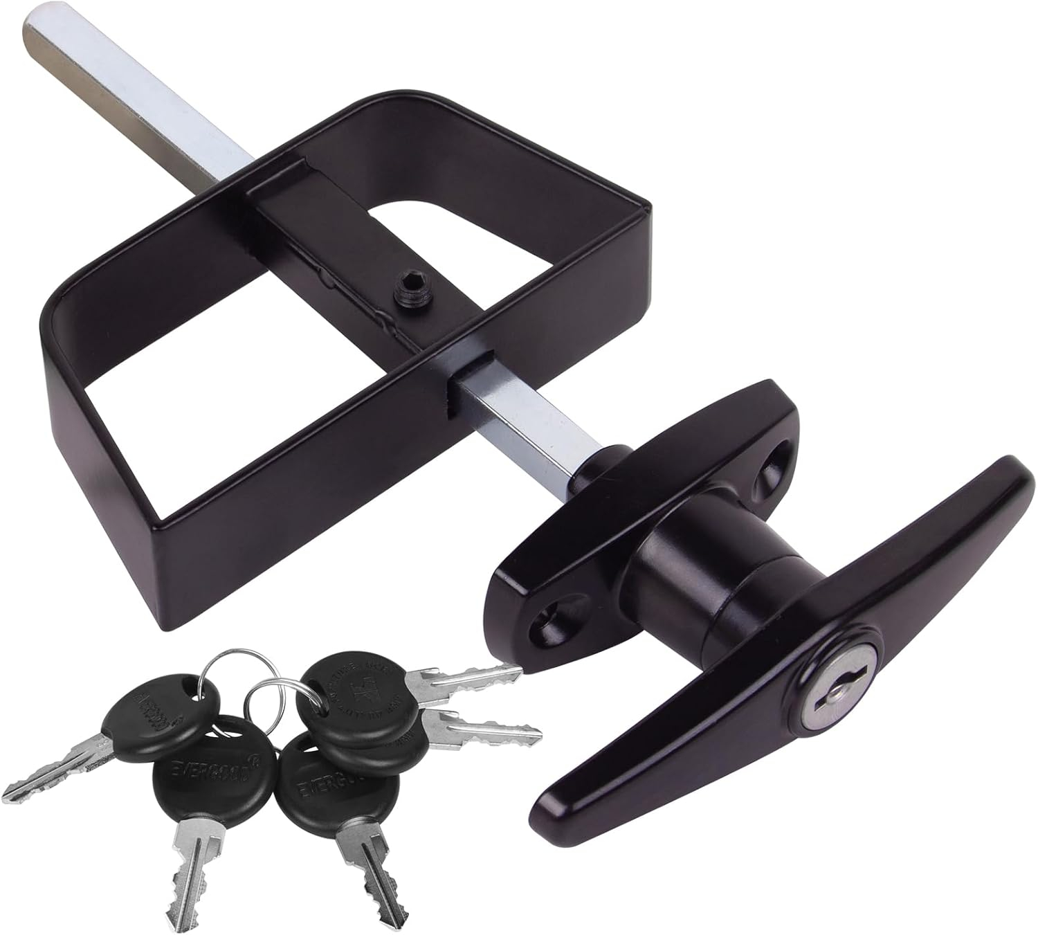 5-1/2" T-Handle Lock kit,EFFIBUILD Shed Door Latch with 4 Keys, 5-1/2" Stem Shed T-Handle Lock Kit for Sheds Doors, Playhouses, Chicken Coops,Camper, RV, Garage Door(Black).