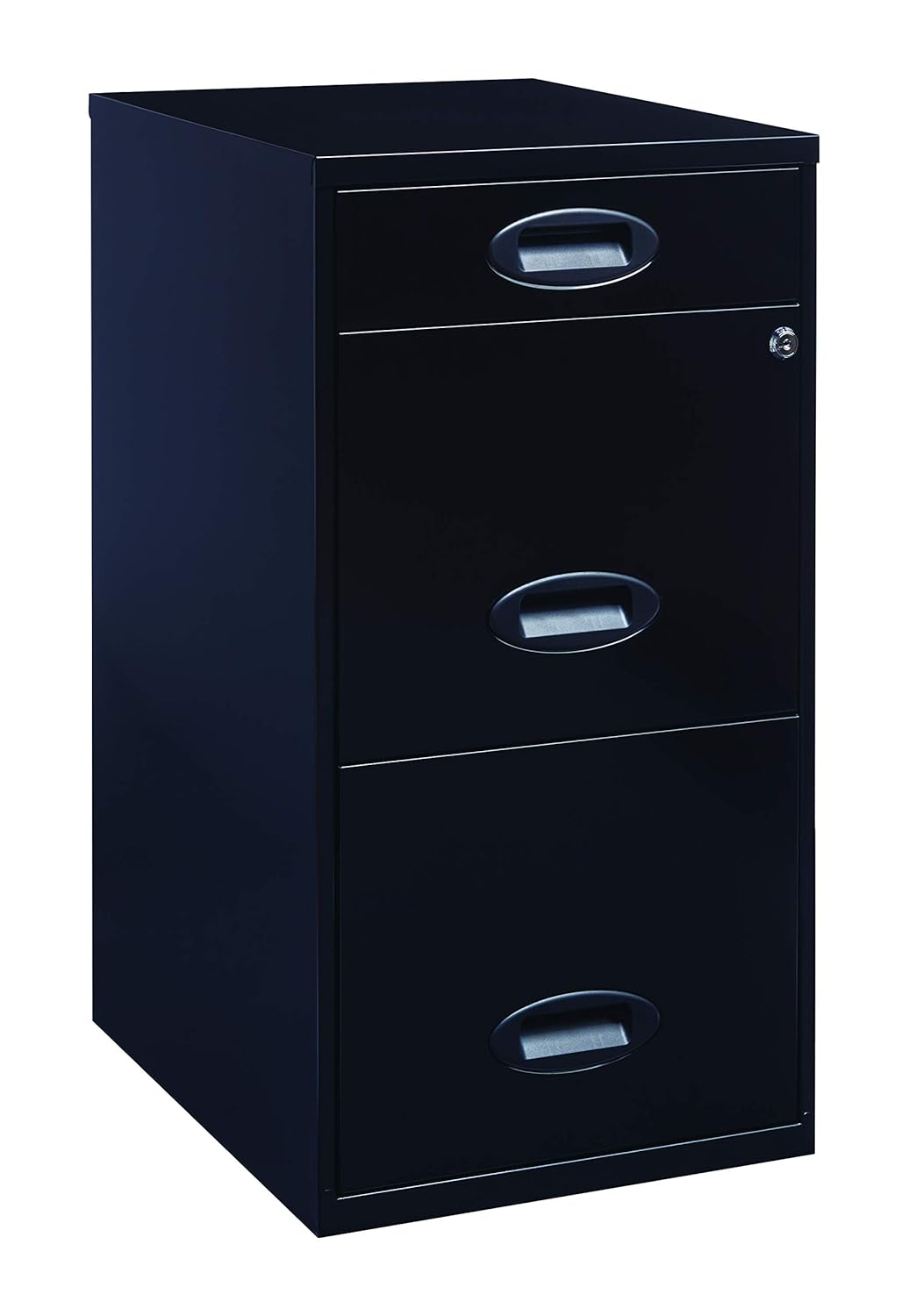 Space Solutions 3 Drawer Letter Width Vertical File Cabinet with Pencil Drawer, Black