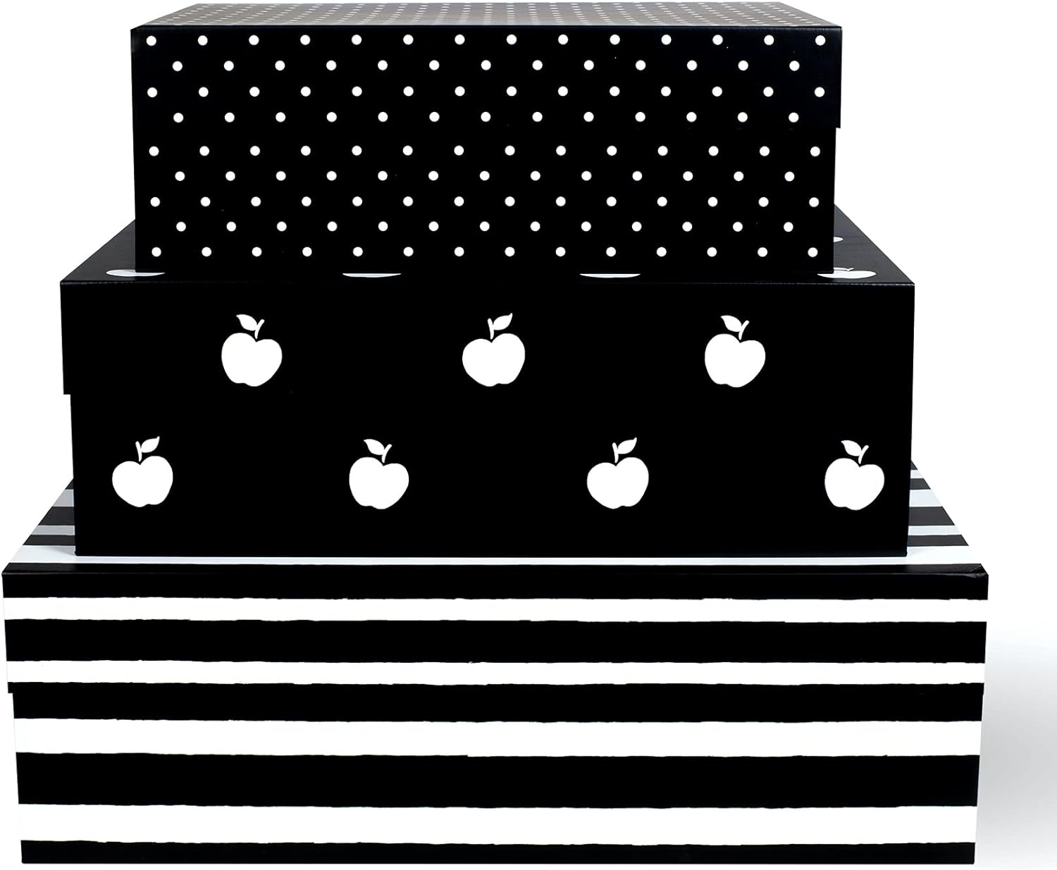 Kate Spade New York Decorative Storage Boxes with Lids, 3 Pack Sturdy Organizer Storage Bins, Includes Small Medium Large Pink Nesting Boxes with Magnetic Closure, Dots and Stripes
